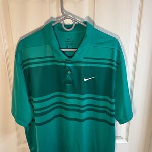 Nike Men's Teal Striped Polo Shirt
